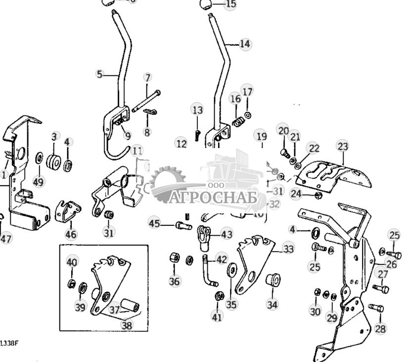 РЫЧАГИ УПРАВЛЕНИЯ ПЕРЕКЛЮЧАТЕЛЕМ ПЕРЕДАЧ ТРАНСМИССИИ, РЫЧАЖНЫЙ МЕХАНИЗМ И ОПОРА 